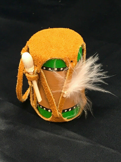 Handmade Leather Drum Car Charm | 2" Mirror Dangler | Miniature Model | 8932