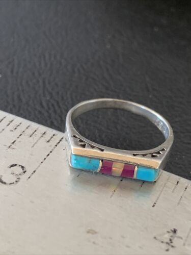 Navajo Blue Turquoise Purple Sugilite Opal Inlay Ring | Sz 6 | Authentic Native American Handmade | 11148