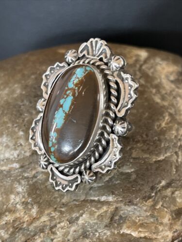 Navajo Blue Ribbon Boulder Turquoise Ring | Sterling Silver | Sz 6 | Authentic Native American Handmade | 10512