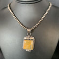 Navajo Bumblebee Jasper Pendant Necklace | Sterling Silver | Authentic Native American Handmade | 13621