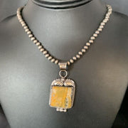 Navajo Bumblebee Jasper Pendant Necklace | Sterling Silver | Authentic Native American Handmade | 13621