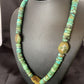 Men's Navajo Green Turquoise Nugget Heishi Bead Necklace | Sterling Silver | Authentic Native American Handmade | 21" | 10220