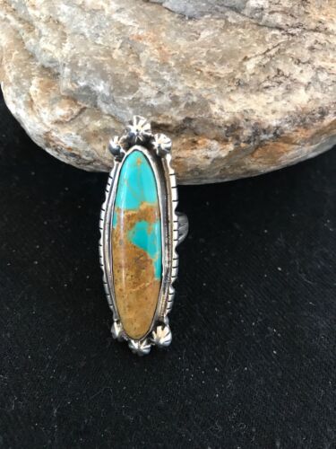 Navajo Blue Turquoise Ring | Sterling Silver | Sz 6.5 | Authentic Native American Handmade | Yazzie | 3530