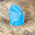 Navajo Blue Kingman Turquoise Ring | Sterling Silver Adjustable Wire | Sz 8 | 13539