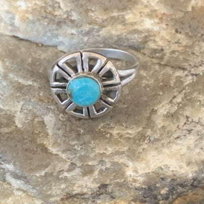 Native American Women's Navajo Blue Turquoise Inlay Ring | Sz 5 | Authentic Handmade | 11172 - Masha USA