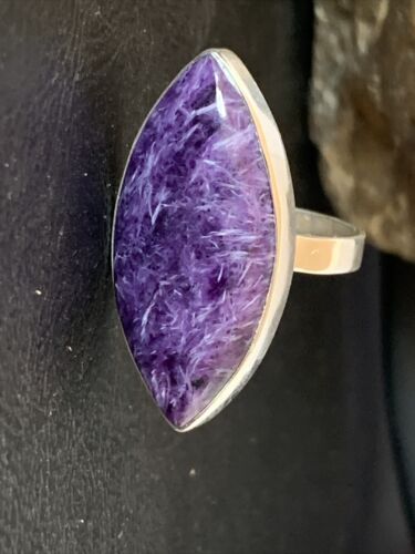 Navajo Purple Charoite Ring | Sterling Silver | Sz 7.5 Adjustable | Authentic Native American Handmade | 10529