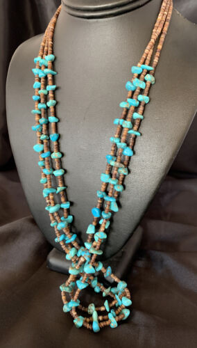 Santo Domingo Spiny Blue Kingman Turquoise Shell Necklace | 3-Strand | 29" | 13061