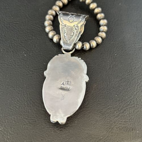 Navajo Pearls Orange Spiny Oyster Necklace Pendant | Sterling Silver | Authentic Native American Handmade | 14717
