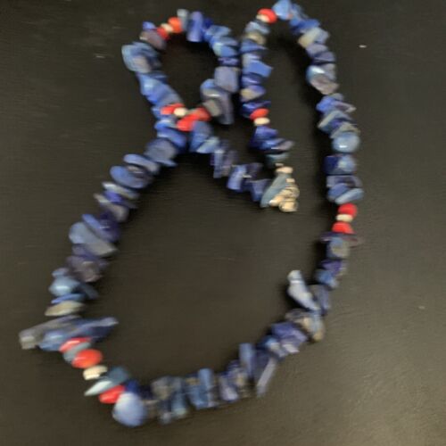 Men's Navajo | Lapis Lazuli Spiny Strand Necklace | Sterling Silver | 18" | Authentic Native American Handmade | 13572