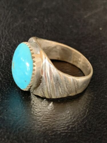 Southwestern Navajo Blue Kingman Turquoise Ring | Sterling Silver | Sz 9 | 14156