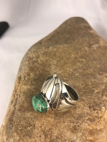 Native American Green Turquoise Ring | Sterling Silver | Sz 11 | 3439