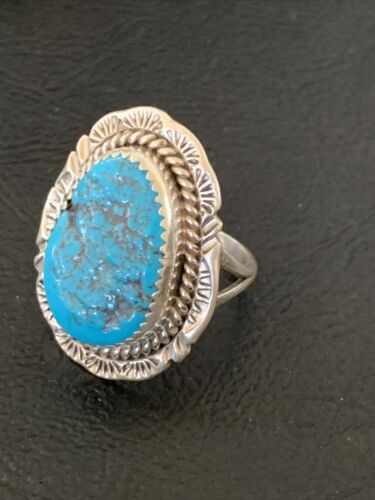 Southwestern Navajo Blue Kingman Turquoise Ring | Sterling Silver | Sz 7 | 12206