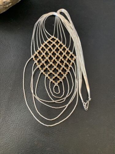 Gold-Filled Liquid Silver Heishi Necklace | 7-Strand Sterling Silver Tube | 18" | 12633