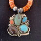 Navajo Green Turquoise and Spiny Bead Pendant Necklace | Sterling Silver | Authentic Native American Handmade | 575