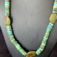 Men's Navajo Green Turquoise Nugget Heishi Bead Necklace | Sterling Silver | Authentic Native American Handmade | 21" | 10220