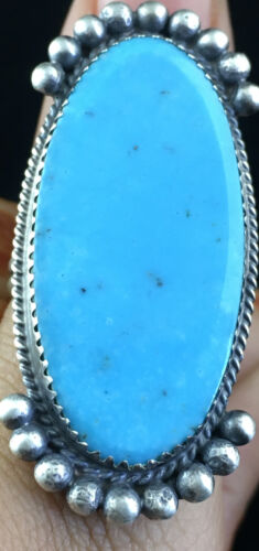 Native American Men's Navajo Blue Turquoise Ring | Sterling Silver | Sz 9.5 | 10080