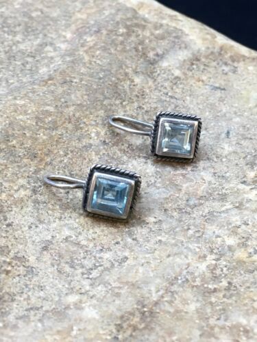 Navajo Blue Topaz Earrings | Sterling Silver | Authentic Native American Handmade | 8989