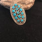 Navajo Kingman Turquoise Cluster Ring | Authentic Native American Sterling Silver | Multi-Stone | Sz 7.5 | 8392