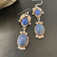 Native American Navajo Denim Lapis Dangle Earrings | Sterling Silver | 2" | 1681