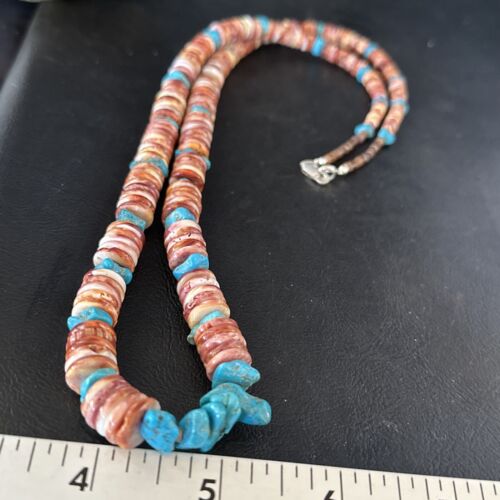 Purple Spiny Oyster Turquoise Necklace | Navajo Sterling Silver | 26" | Authentic Native American Jewelry | 14625 - Masha USA