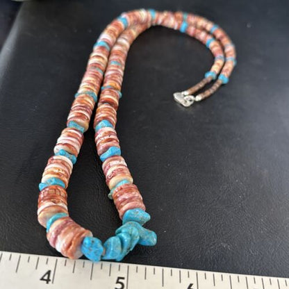 Purple Spiny Oyster Turquoise Necklace | Navajo Sterling Silver | 26" | Authentic Native American Jewelry | 14625 - Masha USA