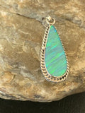 Native American Women's Navajo Green Faux Opal Pendant | Sterling Silver | 1.50" | 1392
