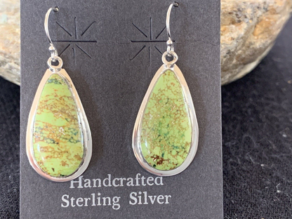 Native American Women's Navajo Green Gaspeite Earrings | Sterling Silver | 396
