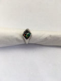 Navajo Black Opal & Turquoise Inlay Ring | Sterling Silver | Sz 6 | Authentic Native American Handmade | 1713