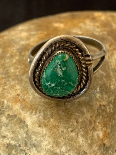 Native American Turquoise Navajo Old Pawn Ring | Sterling Silver | Sz 8.75 | 4714