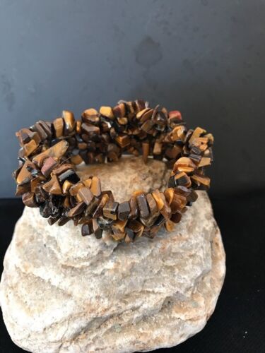 Men's Navajo Stretch Tigers Eye Stone Bracelet | Authentic Native American - Masha USA