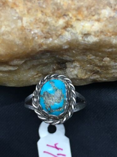Native American Kingman Turquoise Navajo Ring | Sterling Silver | Sz 4.5 | 4450