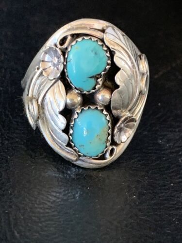 Navajo Kingman Turquoise Multi-Stone Ring | Authentic Native American Sterling Silver | Sz 12 | 14167