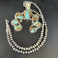 Navajo Blue #8 Turquoise Squash Blossom Necklace Pendant | Authentic Native American Sterling Silver | Naja | 14241