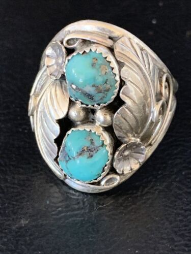 Navajo Kingman Turquoise Multi-Stone Ring | Authentic Native American Sterling Silver | Sz 10.5 | 14171