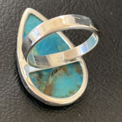 Navajo Blue Kingman Turquoise Ring | Sterling Silver | Sz 8 | Authentic Native American Handmade | 12788