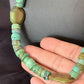 Men's Navajo Green Turquoise Nugget Heishi Bead Necklace | Sterling Silver | Authentic Native American Handmade | 21" | 10220