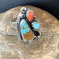 Southwestern Multi-Stone Men's Ring | Authentic Native American Sterling Silver | Turquoise & Spiny Oyster | Sz 11 | 2166