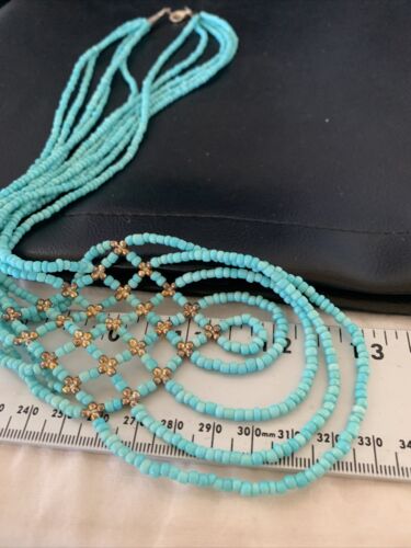 Santo Domingo Turquoise Heishi 5-Strand Necklace | Sterling Silver & Gold-Filled | 12073
