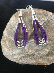 Sterling Silver Purple Sugilite Dangle Earrings | Navajo | 2"