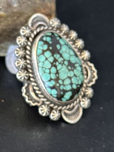 Native American Navajo Blue Spiderweb Turquoise Ring | Sterling Silver | Sz 9 | 01640
