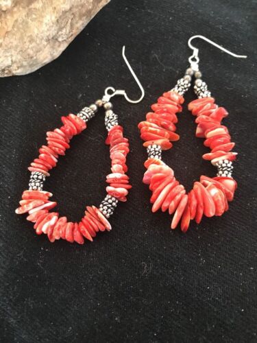 Navajo Red Spiny Oyster Sterling Silver Earrings | Southwestern Handcrafted