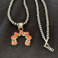 Navajo Red Spiny Oyster Necklace with Sterling Silver Naja Pendant | Authentic Native American Handmade | 326