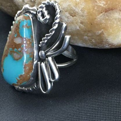 Native American Women's Navajo Royston Turquoise Ring | Sterling Silver | Sz 8.75 | 10184