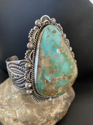 Native American Men's Royston Turquoise Cuff Bracelet | Navajo Sterling Silver | 1415