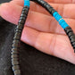 Navajo Blue Turquoise Heishi Onyx Necklace | Sterling Silver | Authentic Native American Handmade | 19" | 8823