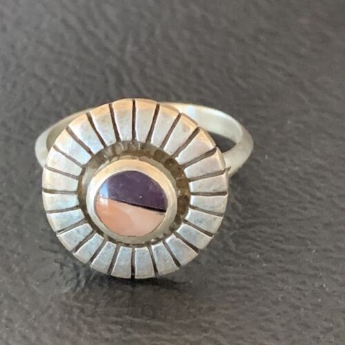 Navajo Purple Sugilite Pink Coral Inlay Ring | Sz 5.5 | Authentic Native American Handmade | 11173