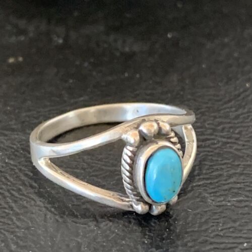 Native Old Pawn Navajo Blue Turquoise Ring | Sterling Silver | Sz 6.5 | 10771