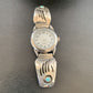 Women's Bear Paw Navajo Sterling Silver Watch Tips with Blue Turquoise Band | Authentic Native American Jewelry | 2095
