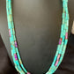 Navajo Blue Turquoise Jasper Bead Necklace | 3-Strand Sterling Silver | 24" | Authentic Native American Handmade | 12512