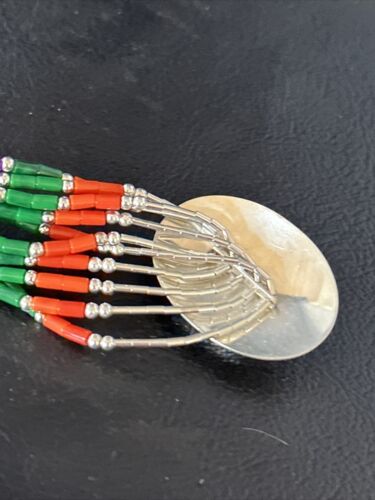 Multi-Color Liquid Silver Heishi 5-Strand Necklace | Sterling Silver Pendant | 14825